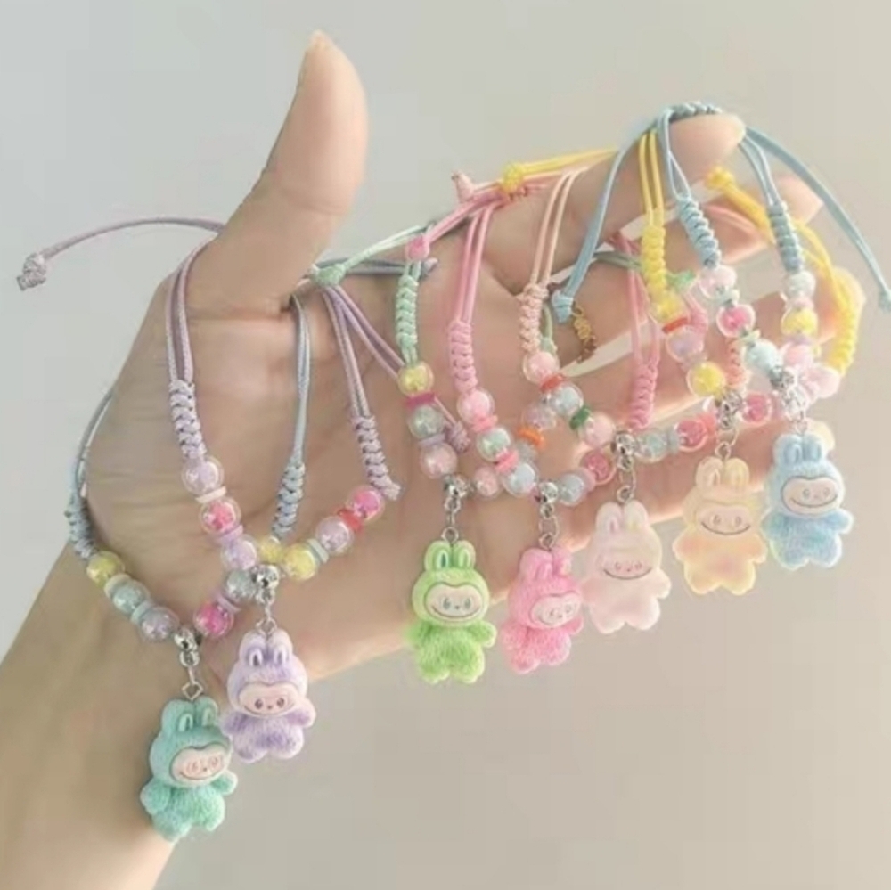 Labubu Inspired Macramé Bracelet Creamy Pastel